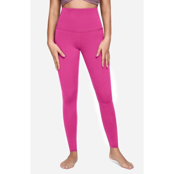 🆕Women’s Hot Pink Polyester High Waisted Tummy Control Yoga Pants Fitness Gym - Picture 2 of 6